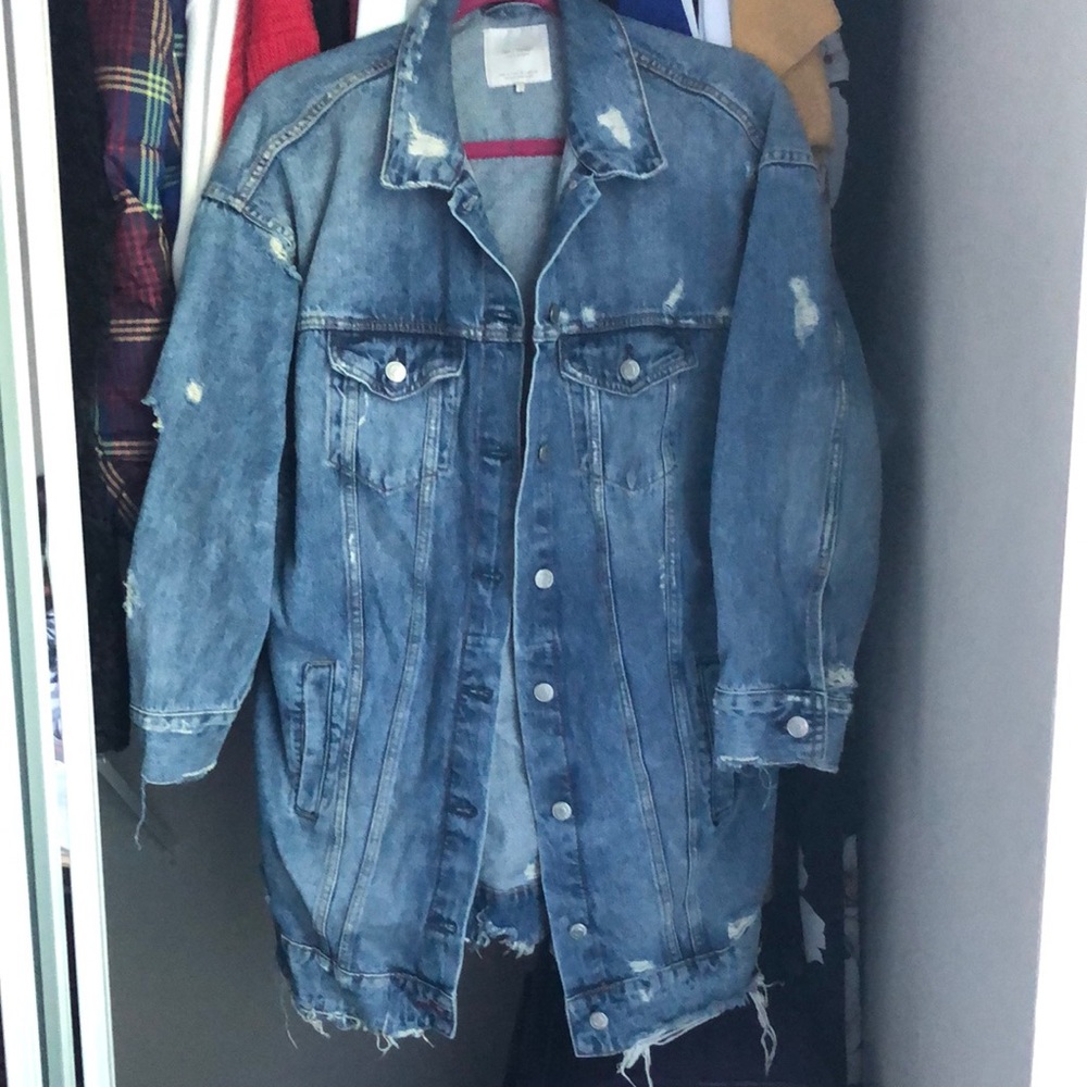 Zara distressed oversized blue denim jacket